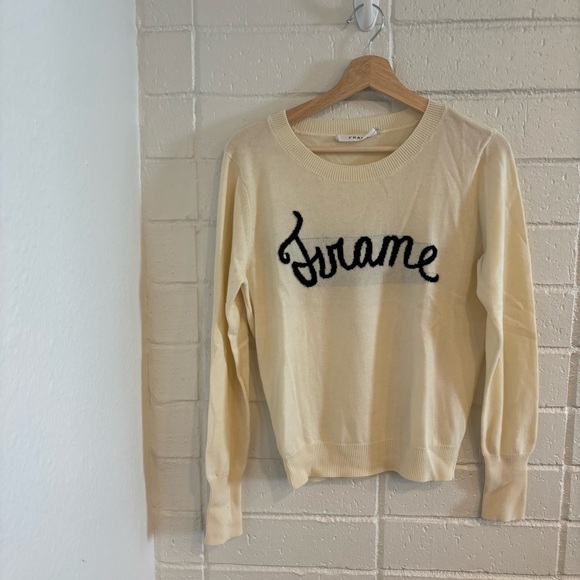 Frame cursive sweater in cream and black - Picture 4 of 7